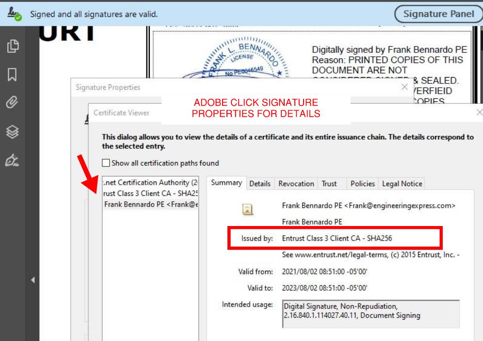 Adobe Digital Signature Panel Detail 