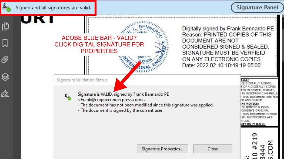 Adobe digital signature properties